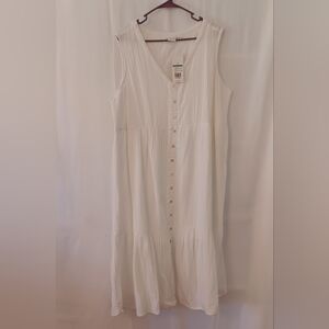 New Direction curvy 100% cotton white sleeveless fully lined long dress 2X